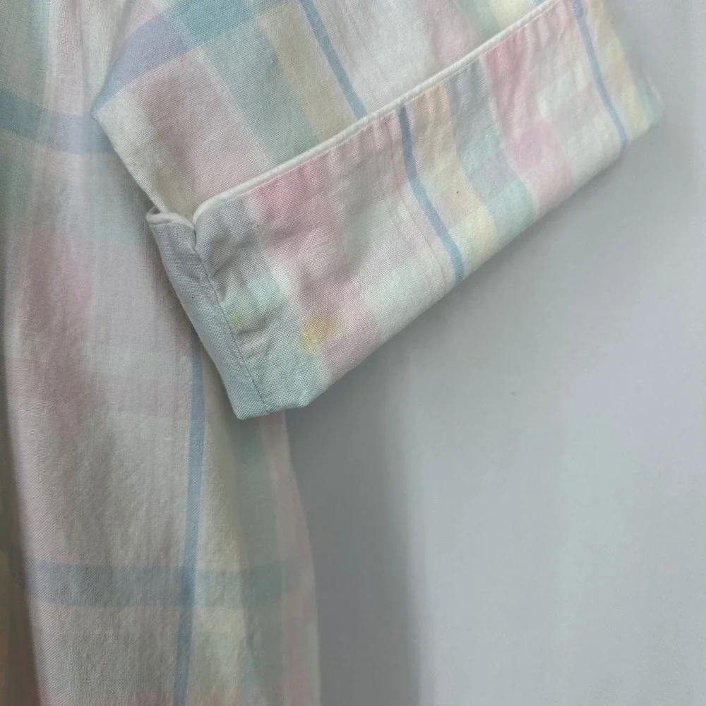 Miss Elaine At Home Pastel Plaid Cotton House Dress Lounger READ